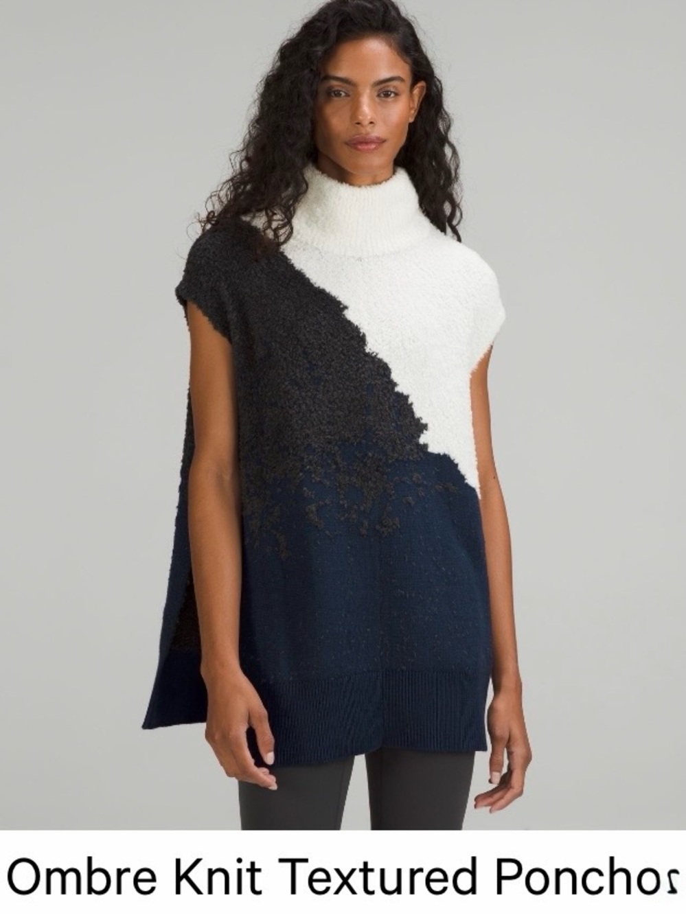 lululemon athletica Black, White & Navy Ombre Sleeveless Poncho Sweater